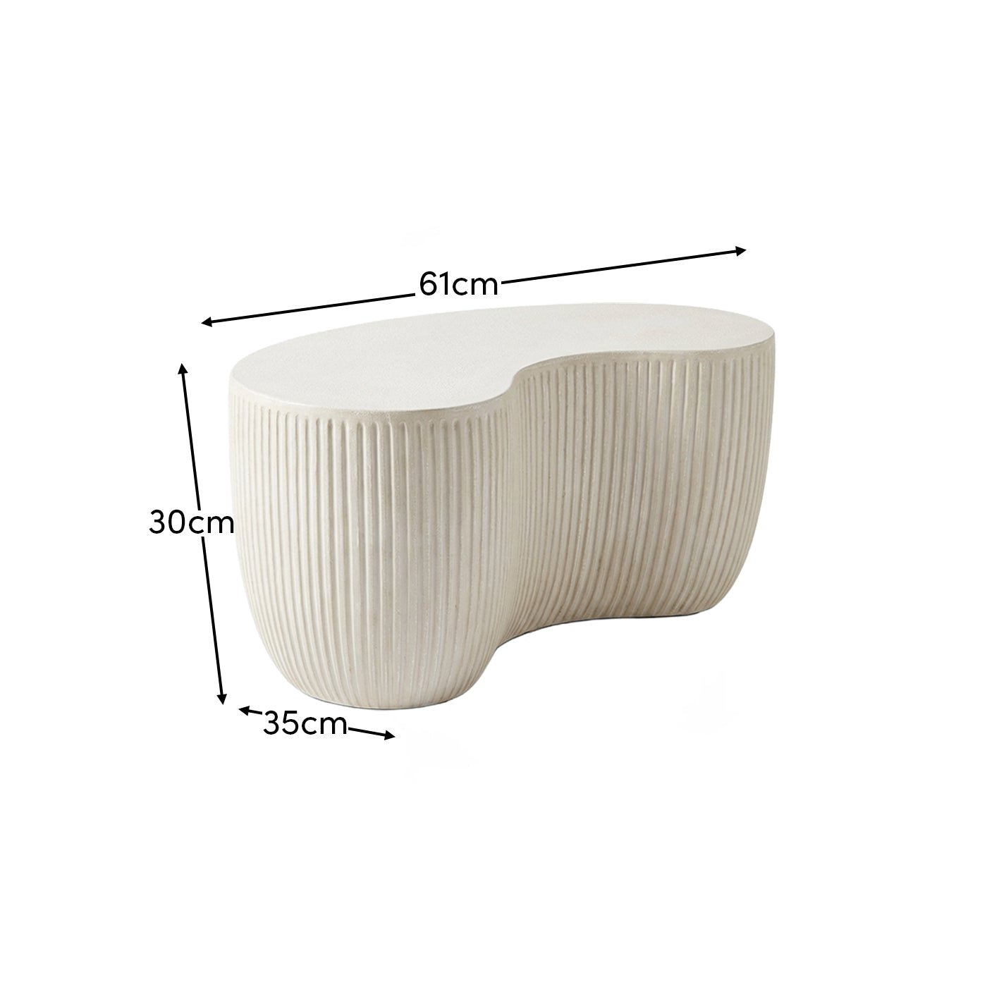 Sohan 61cm Kidney Garden Coffee Table - Set of 2 - Sand - Image 8