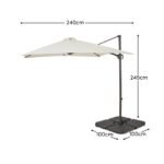 Round 2.9m Cream Lean-Over Parasol with 80kg Quartered Parasol Base - Black Plastic - Image 5