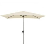Square 2m Cream LED Parasol with 25kg Parasol Base - Black Concrete