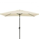 Square 2m Cream LED Parasol with 25kg Parasol Base - Black Concrete