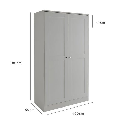 Outlet - Stevie 2 Door Wardrobe - Grey 1 Outlet - Stevie 2 Door Wardrobe - Grey