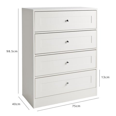 Outlet - Stevie Chest of Drawers - 4 Drawer - White 1 Stevie 4 Drawer Chest white 87430703 83cd 434f ba22 Outlet - Stevie Chest of Drawers - 4 Drawer - White