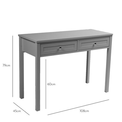 Outlet - Stevie Grey Dressing Table with Drawers 1 Stevie grey dressing table dimensions - Laura James