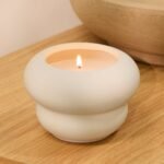 Surbiton Single Wick 13cm Ceramic Candle - Oud Wood & Rose Scent In Clay