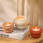 Outlet - Surbiton Single Wick 9cm Ceramic Candle - Oud Wood & Rose Scent In Blush Pink - Image 2