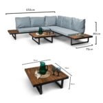 Thea Garden Corner Sofa Set with Grey Parasol - Image 11