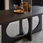 Jade Jet Black Rectangular Acacia Dining Table Set - 6 Seater - Marilyn Ivory with Black Piping Dining Chairs with Black Legs - Image 7