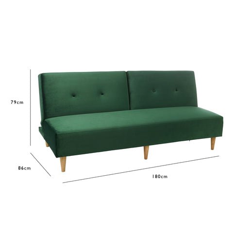 Outlet - Tamsin click clack sofa bed - green velvet 1 Outlet - Tamsin click clack sofa bed - green velvet - Laura James