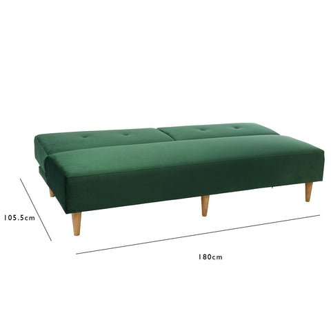 Outlet - Tamsin click clack sofa bed - green velvet 2 Outlet - Tamsin click clack sofa bed - green velvet - Laura James