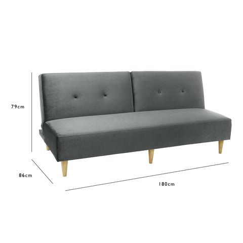 Outlet - Tamsin click clack sofa bed - grey velvet 1 Outlet - Tamsin click clack sofa bed - grey velvet - Laura James