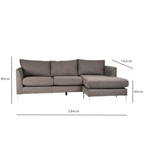 Outlet - Taylor L-Shaped Chaise Sofa - Charcoal Grey 1 Grey Corner Sofa