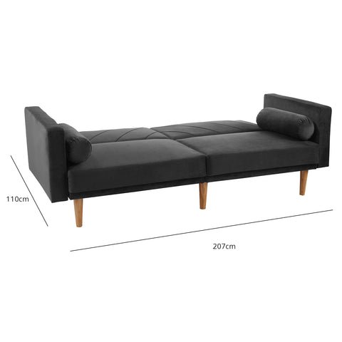 Tessa dark grey velvet sofa bed