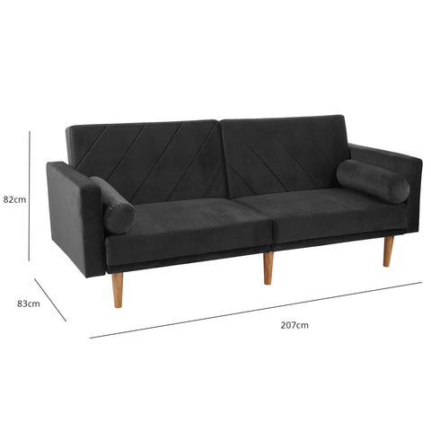 Tessa dark grey velvet sofa bed