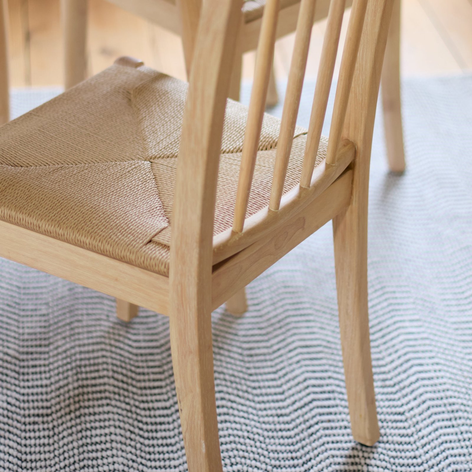 Tilly 100cm Round Dining Table - 4 Seater - Tilly Dining Chairs - Whitewash Oak & Natural String - Image 7