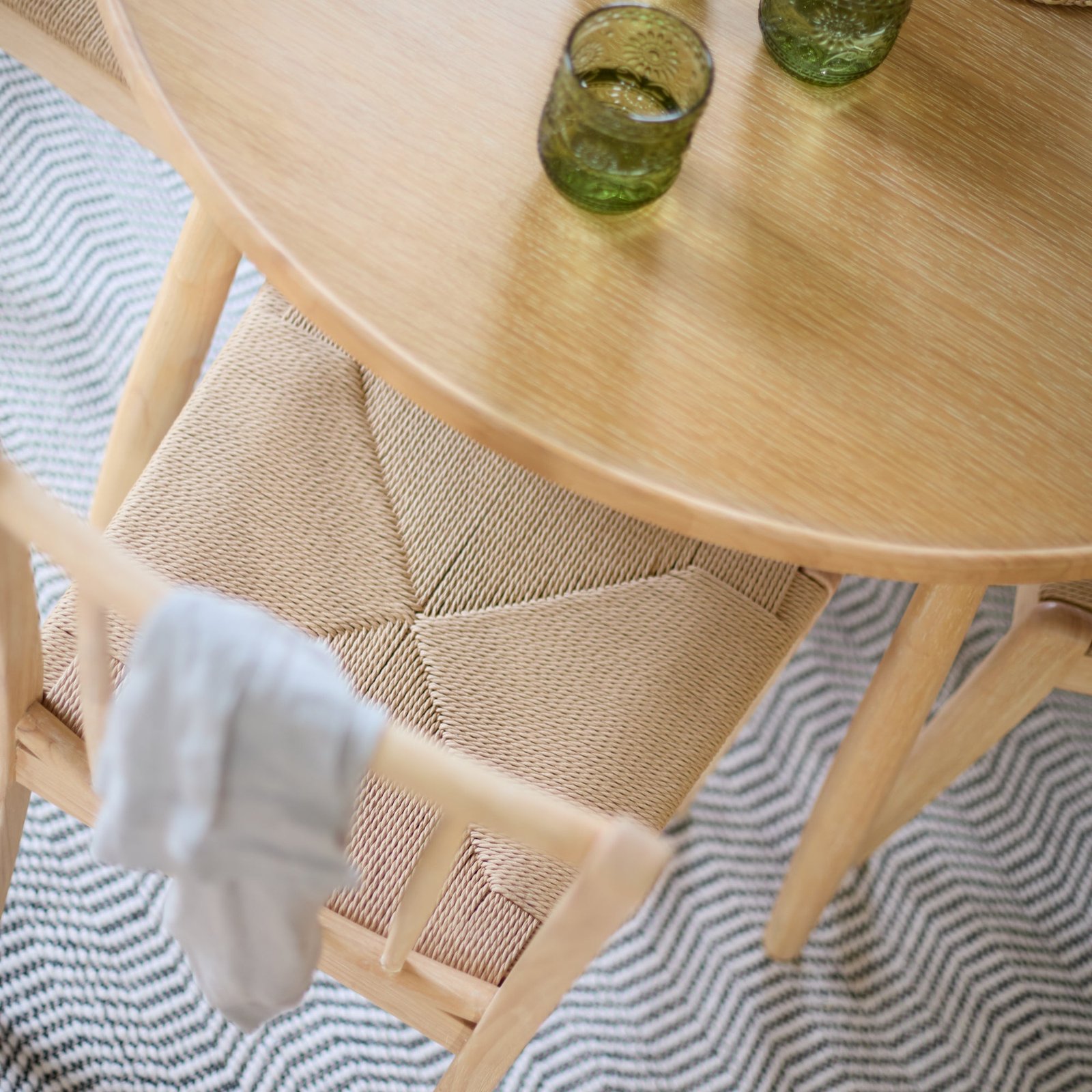Tilly 100cm Round Dining Table - 4 Seater - Tilly Dining Chairs - Whitewash Oak & Natural String - Image 6