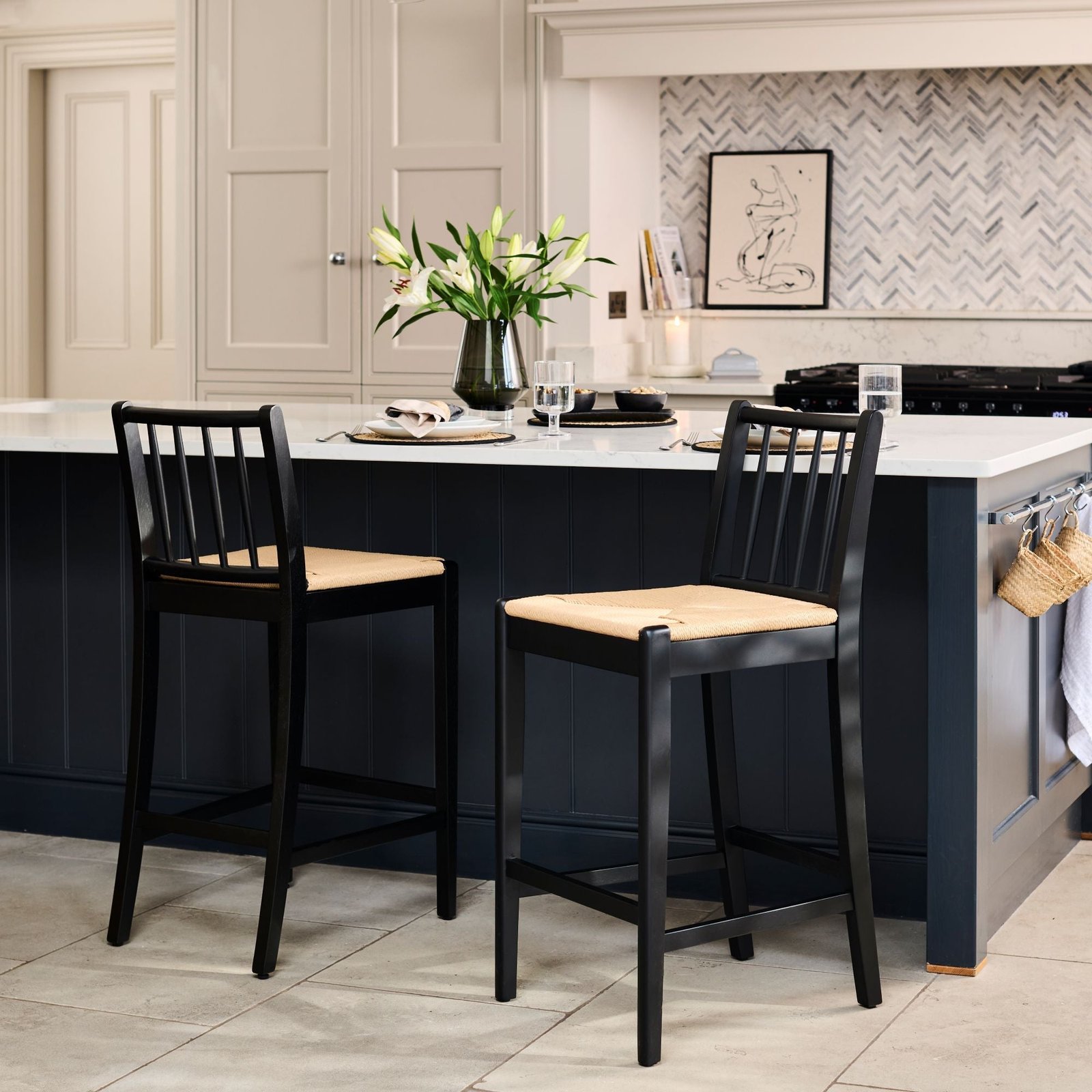 Tilly Bar Stool - Black Oak with Paper Cord - Image 2