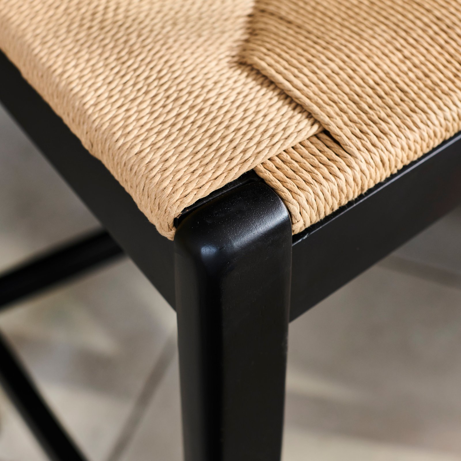 Tilly Bar Stool - Black Oak with Paper Cord - Image 6