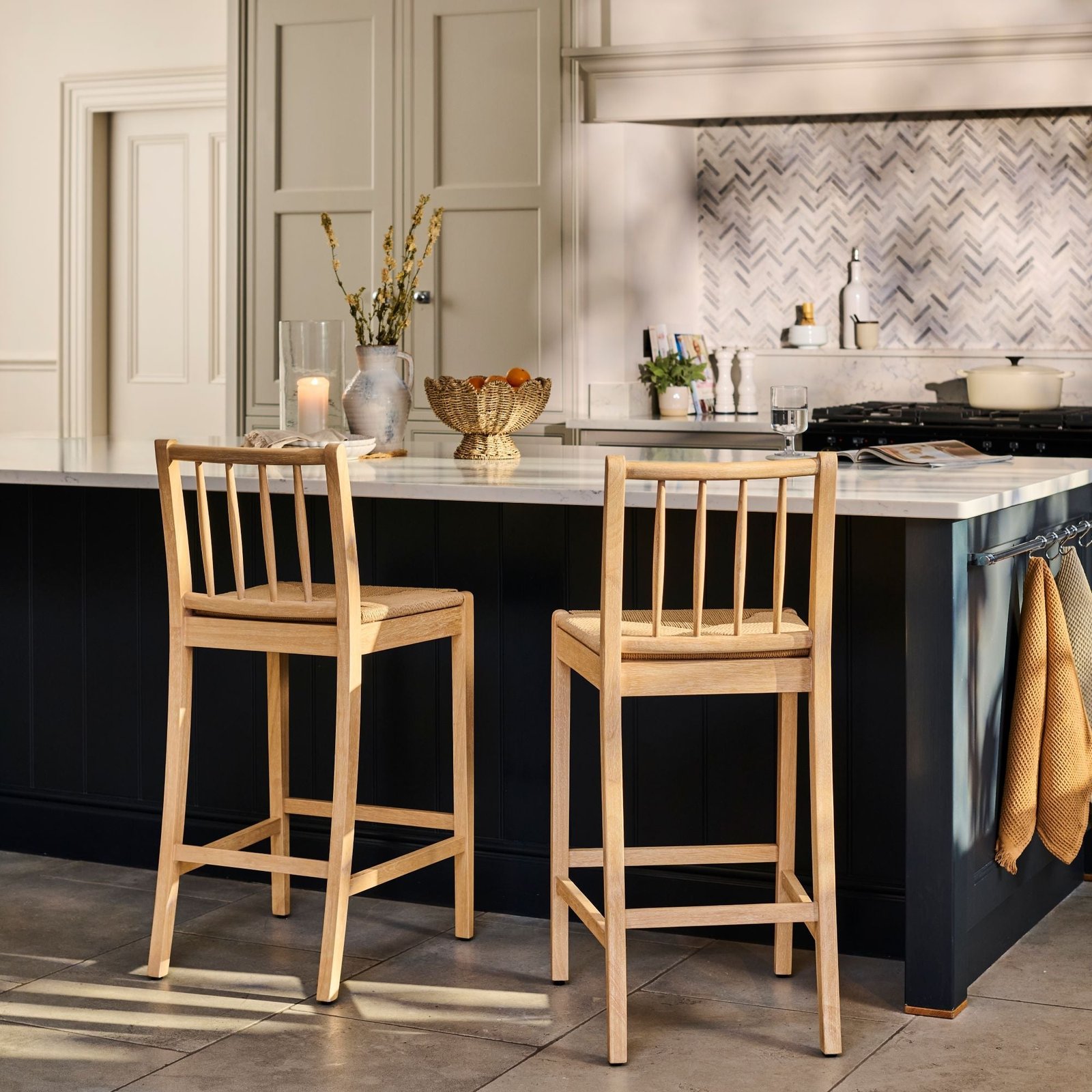 Tilly Bar Stool - Whitewash Oak & Paper Cord - Image 1