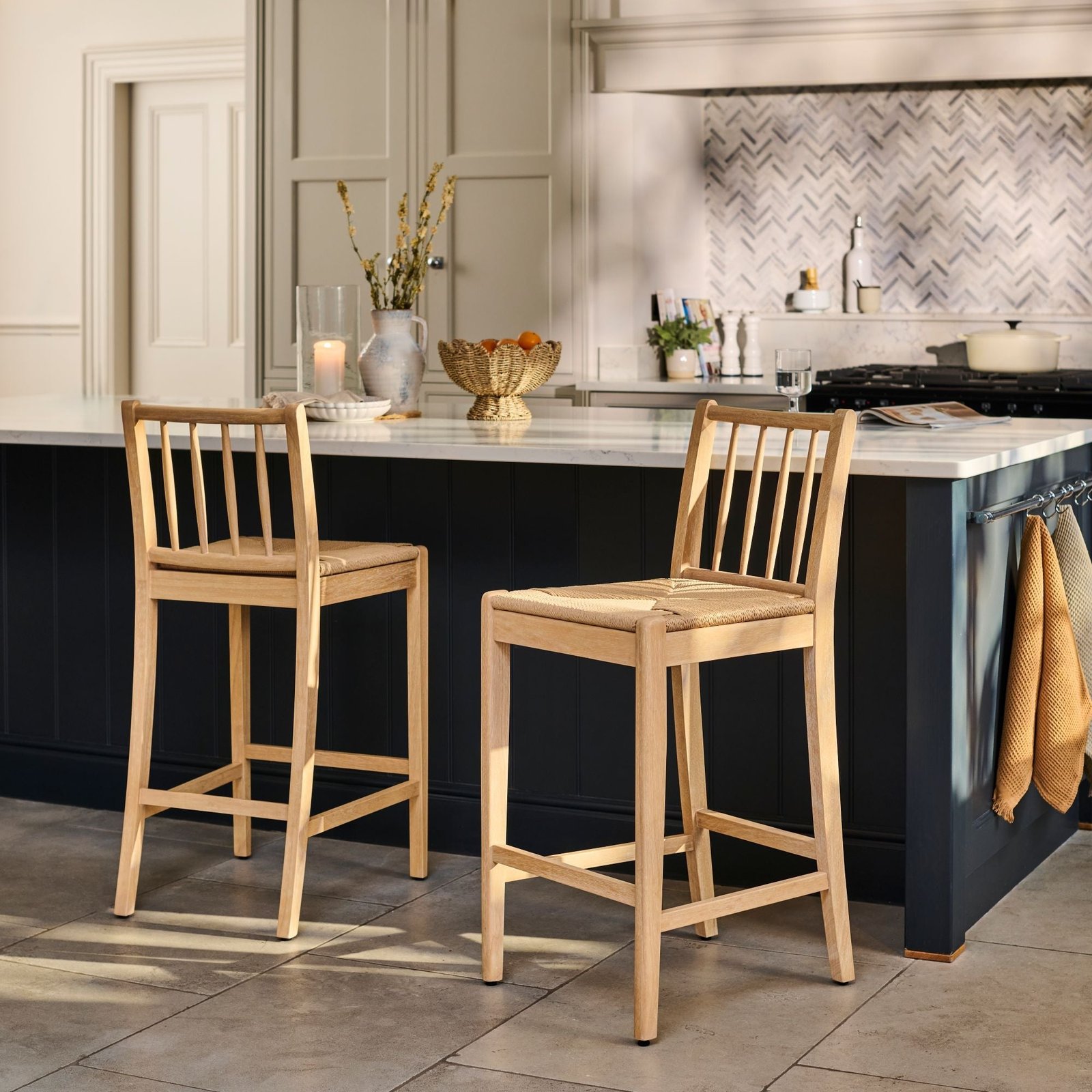 Tilly Bar Stool - Whitewash Oak & Paper Cord - Image 2