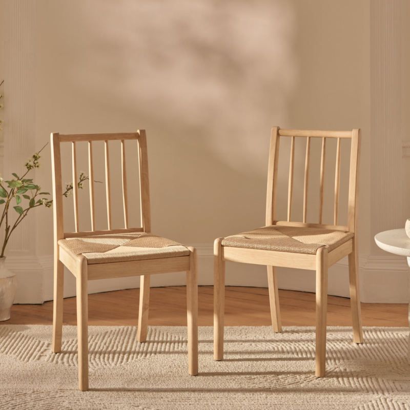 Tilly Dining Chair Set of 2 Whitewash Oak and String 1 Home Retail