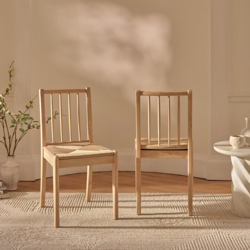 Tilly Dining Chair Set of 2 Whitewash Oak and String 2 Home Retail