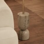 Tiree 97cm Taupe Marble Floor Lamp Base with Tiree 30cm Tall Lamp Shade - Ivory Boucle - Image 2