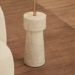 Tiree 97cm White Marble Floor Lamp Base with Tiree 30cm Tall Lamp Shade - Ivory Boucle - Image 4