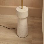 Tiree 97cm White Marble Floor Lamp Base with Tiree 30cm Tall Lamp Shade - Ivory Boucle - Image 2