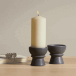 Ackton 9cm Ceramic Pillar Candle Holder - Set of 2 - Grey - Image 5