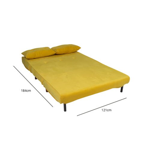 Outlet - Una small double sofa bed - yellow - velvet