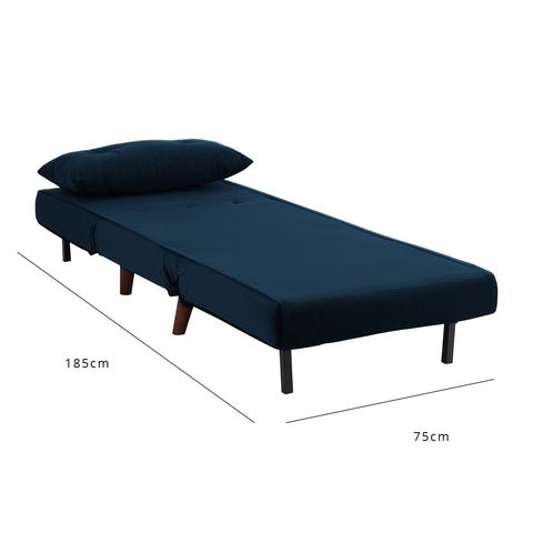 Una Single Sofa Bed - Blue Velvet 2 Una single sofa bed - blue - velvet - Laura James
