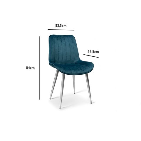 Outlet - Bella Dining Chairs - Set of 2 - Teal & Chrome 1 Bella Teal Chairs Dims
