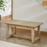 Valdis Mango Wood & Travertine Rectangular Coffee Table - Image 3