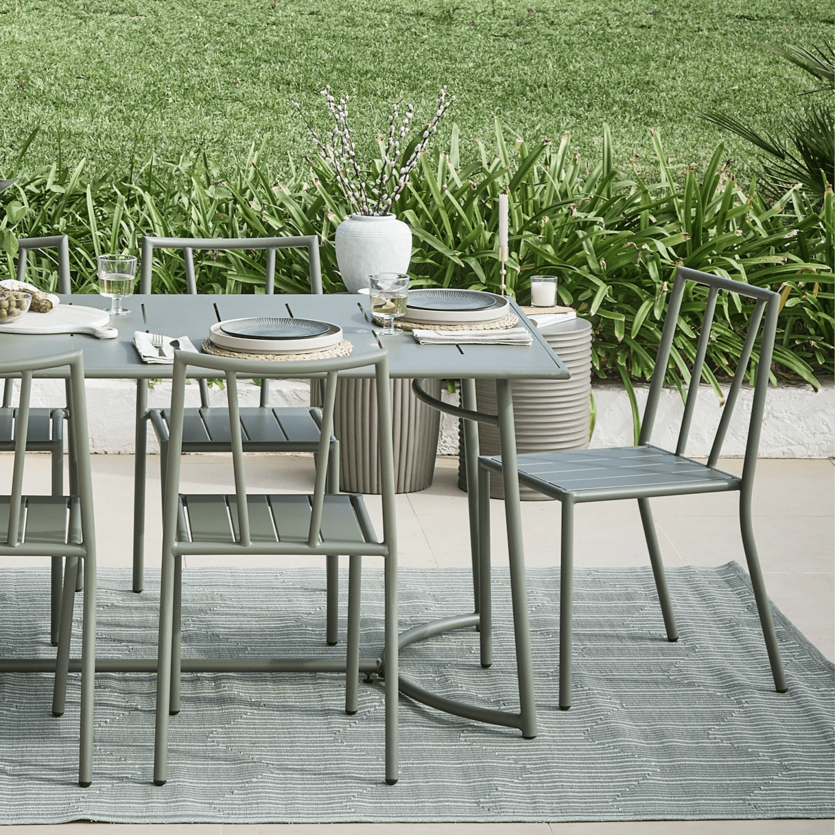 Carlotta Round Concrete Garden Side Table - Dark Grey - Image 3