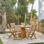 Willow 6 Seater Round Wooden Garden Dining Set with 6 Cove Rope Dining Chairs