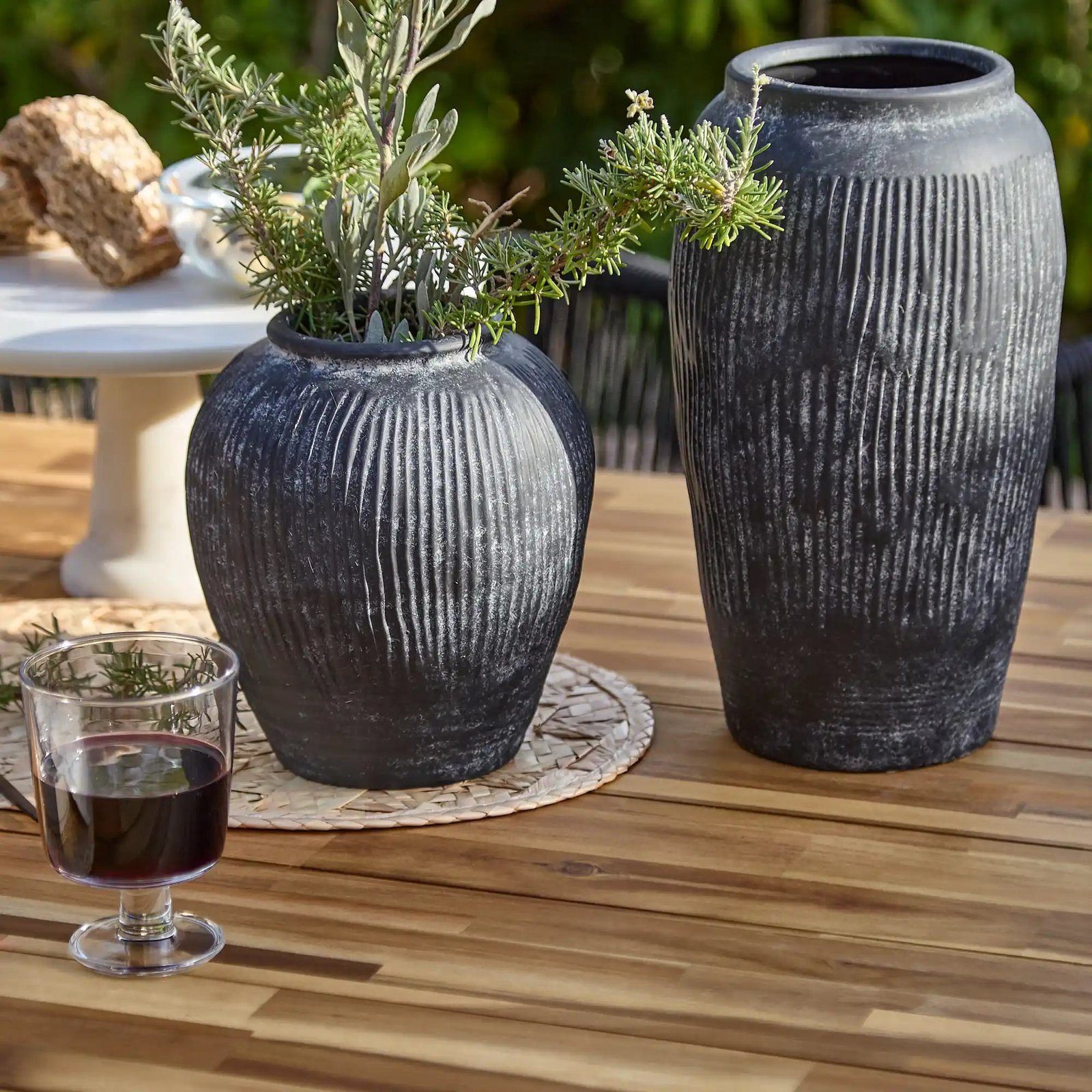 Willow 6 Seater Wooden Garden Dining Set with 6 Hali Black Rope Chairs - Image 7