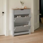 Windsor Shoe Cabinet - 3 Door - Grey - Image 2