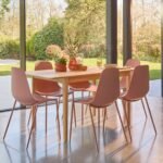 Paul Whitewash Extendable Dining Table Set - 6 Seater - Wren Pink Dining Chairs
