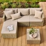 Weston 4 Seater Rattan Garden Corner Sofa Set - Light Grey with Stone Grey Cushions - Image 6