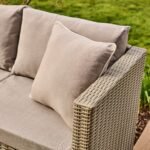 Weston 4 Seater Rattan Garden Corner Sofa Set - Light Grey with Stone Grey Cushions - Image 3