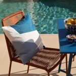Wilder 6 Seater Blue Garden Dining Set with Ryder Burnt Orange Chairs - Image 2