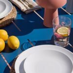 Wilder 6 Seater Blue Table Garden Dining Set with Wren Pink Chairs - Image 2