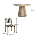 Willow 4 Seater Wooden Brushed Light Acacia Round Garden Dining Set with Saffron Black and Beige Chairs - Image 10
