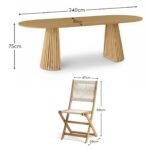Willow 6 Seater White Acacia Oval Garden Dining Set with Cove Pink Rope Chairs - Image 10