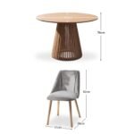 Willow Whitewash Oak Dining Table Set - 4 Seater - Freya Mist Grey Dining Chairs - Whitewash Legs - Image 10