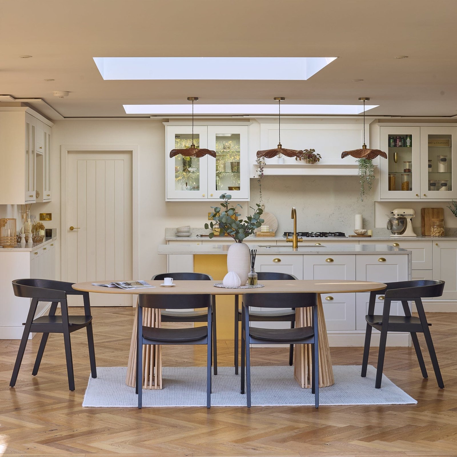 Willow_240cm_Oval_Dining_Table_Whitewash_Oak_Ella_Black_Dining_Chairs-5 Willow Whitewash Dining Table Set - 6 Seater - Ella Black Carver Chairs - Image 1
