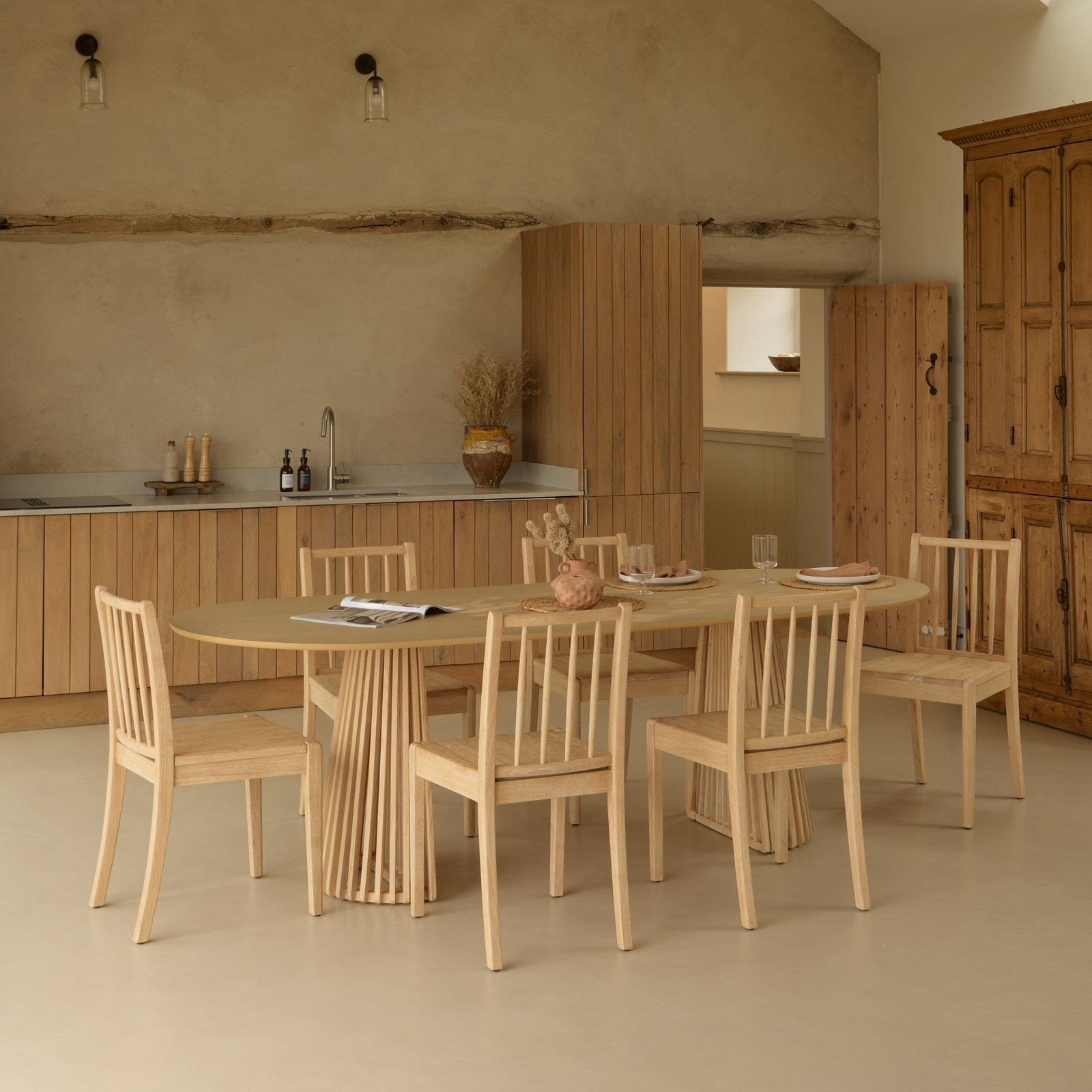 Willow Whitewash Oak Oval Dining Table Set - 6 Seater - Tilly Dining Chairs - Whitewash Oak Legs - Image 1