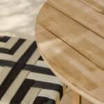 Willow 4 Seater Wooden Brushed Light Acacia Round Garden Dining Set with Saffron Black and Beige Chairs - Image 2