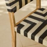 Willow 4 Seater Wooden Brushed Light Acacia Round Garden Dining Set with Saffron Black and Beige Chairs - Image 4