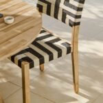 Willow 4 Seater Wooden Brushed Light Acacia Round Garden Dining Set with Saffron Black and Beige Chairs - Image 3